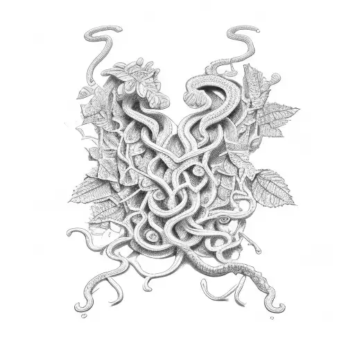 Ancient Rome Broken Cracked Pillar With Small Snake And Vine Leaves Wrapped Around It