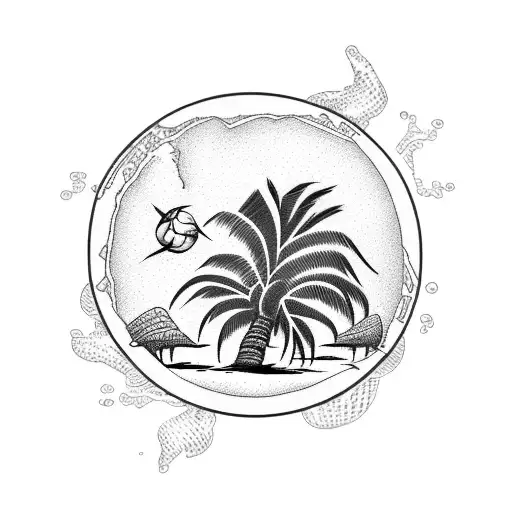 Map Volleyball Beach Palm Tree