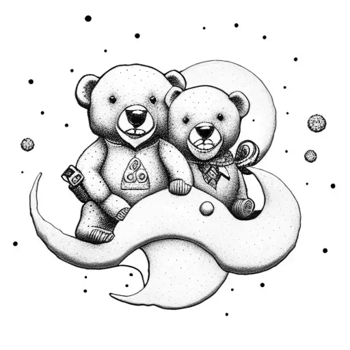 Cute Teddy On A Crescent Moon