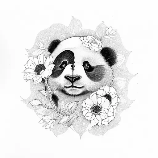 Flower With Panda And Galaxy