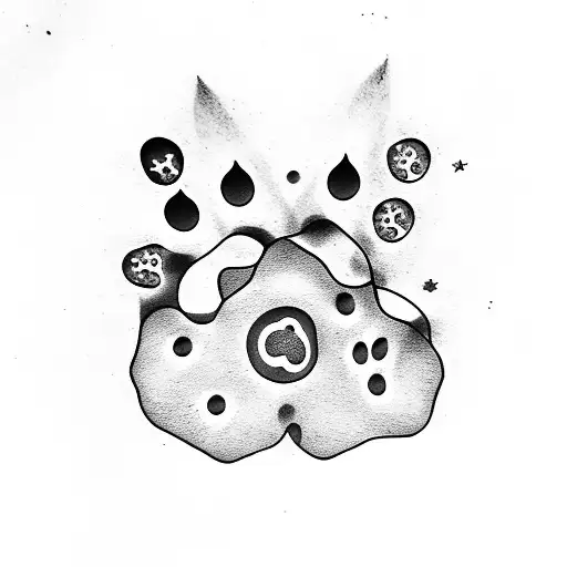 Tattoo Of Dog Paw With Constellations Around It Feminine