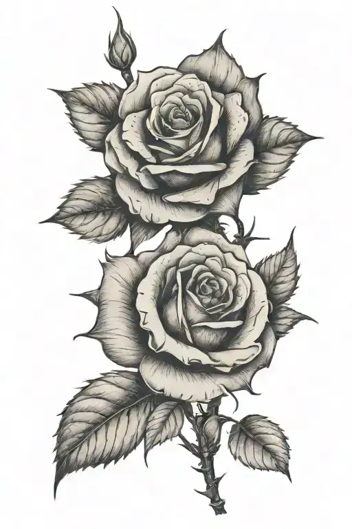 Rose With Stem And With Large Thorns Wrapped Tightly