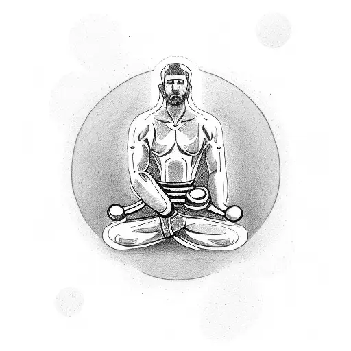 A Stoic Figure Meditating In The Middle Of A Boxing Ring