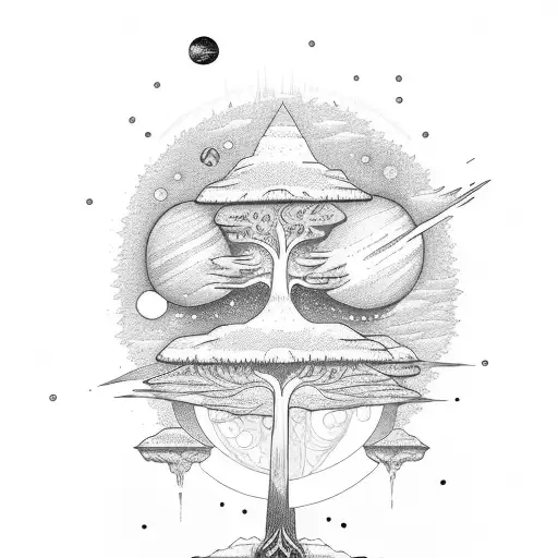 Tree And Outer Space With Aliens