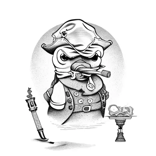 A Pirate Rubber Duck With A Smoking Pipe As Its Treasure