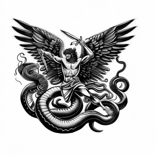 A Greek God With A Dagger And A Snake