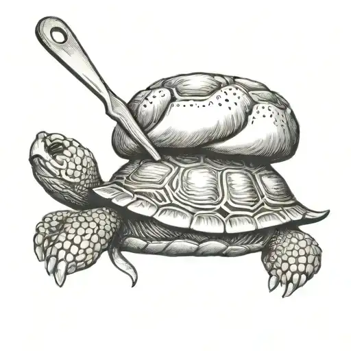 A Chef's Hat And Spatula Intertwined With A Turtle Shell