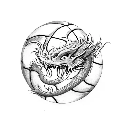 A Basketball Wrapped Around A Dragon