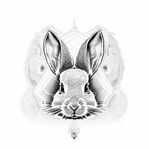 An Intricate Dotwork Tattoo Of A Evil Rabbit