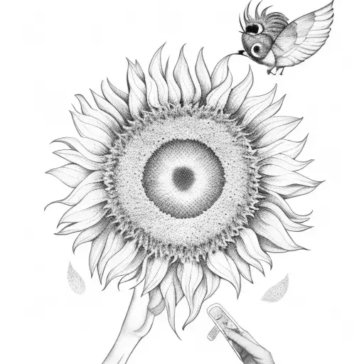 A Hand Mirror With Sunflower In It