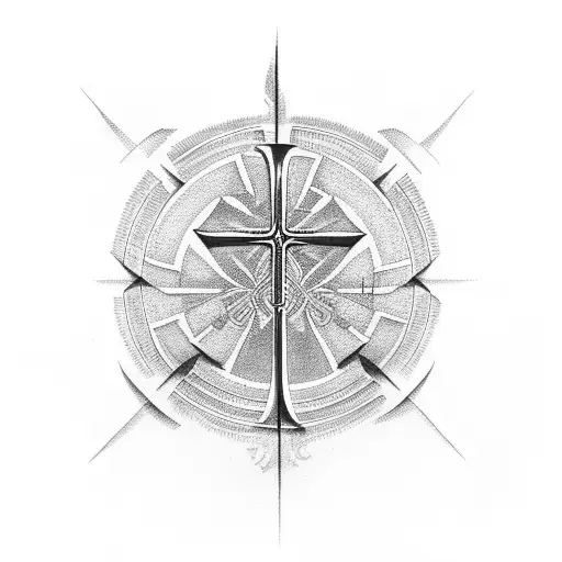 Christian Cross With Ferns Around It