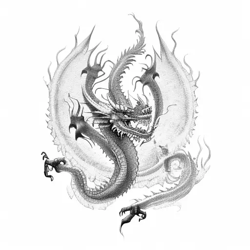 Green Dragon And Fire