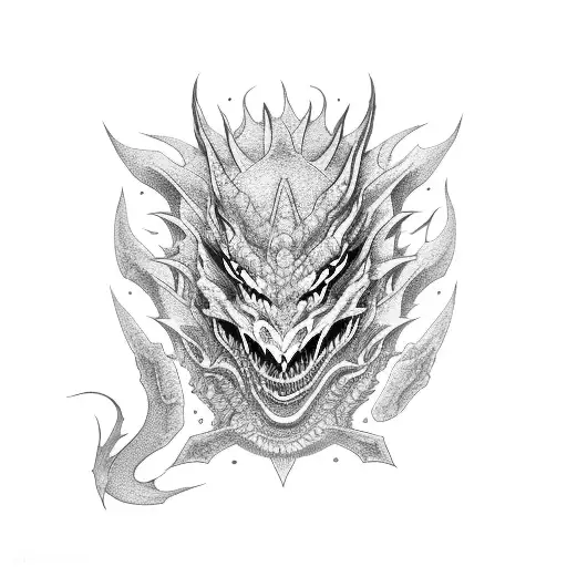 Dragon Coming Out Of A Kitsune Mask