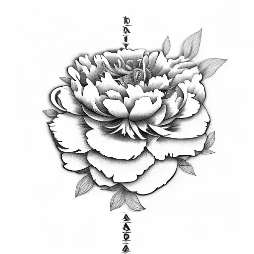 Peony With Roman Numerals