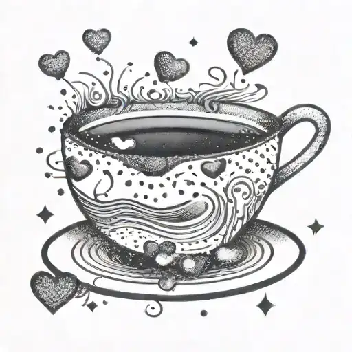 A Constellation Of Love Hearts Forming A Beach Scene With A Coffee Cup