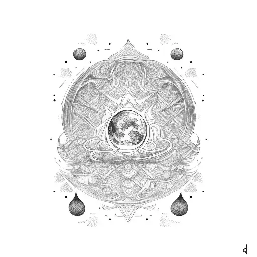 An Intricate Moon Design With The Name Ayla Integrated Into It