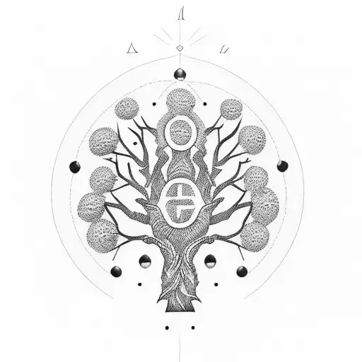 A Dotwork Tattoo Of A Family Tree With Each Branch Representing A Different Intelligence Agency