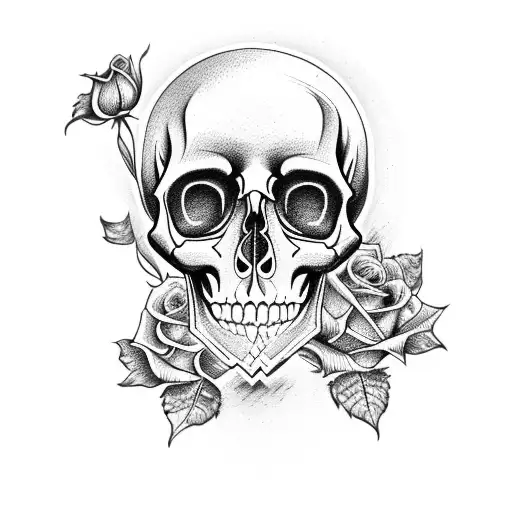 Hourglass Skull Roses