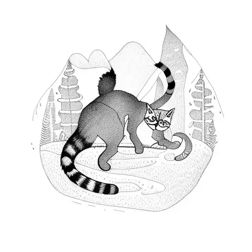 A Cat Hiking In A Lush Forest