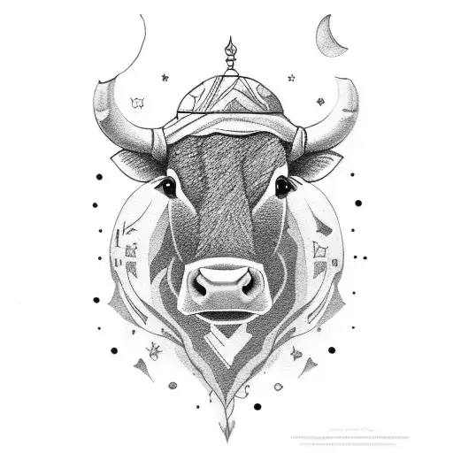 Cute Cow With Cover Up For Moon