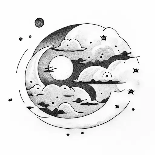 Cloudy Night Sky With Moon