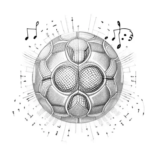 A Soccer Ball With Musical Notes As The Pattern