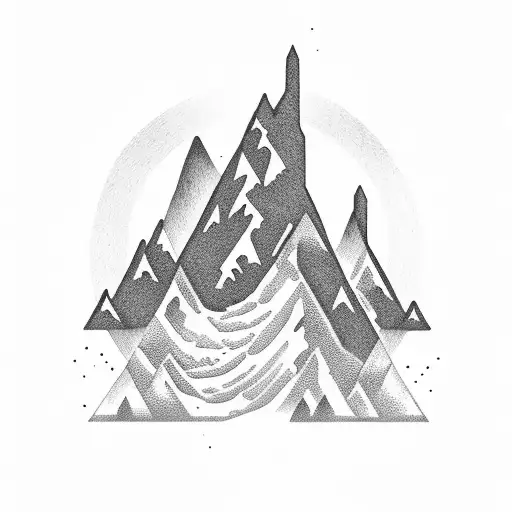 A Silhouette Of A Mountain Range With A Musical Staff Flowing Through It