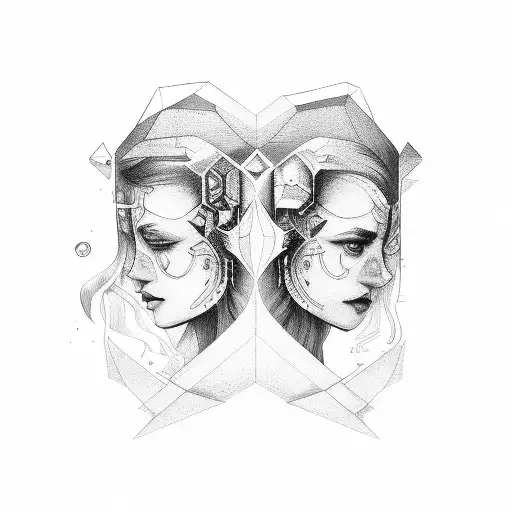 Gemini Faces Linework