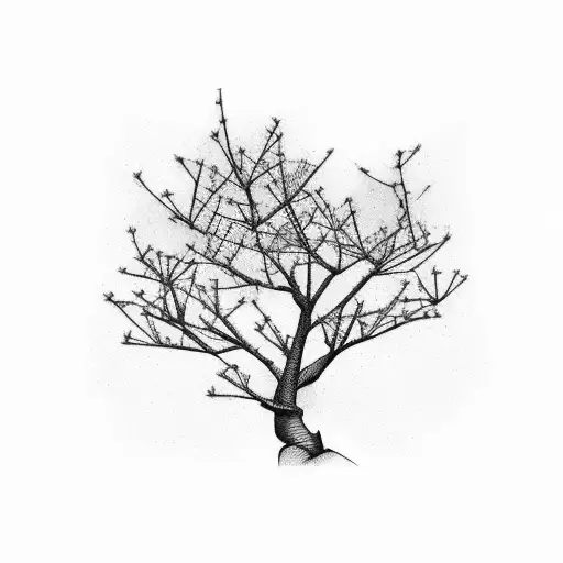 Peach Tree Branches Growing From The Side Of The Shoulder And Onto The Upper Chest