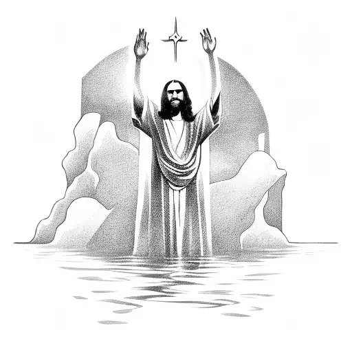 Jesus Standing On Water Reaching Out