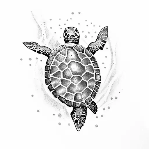 Sea Turtle With Hec In The Shell