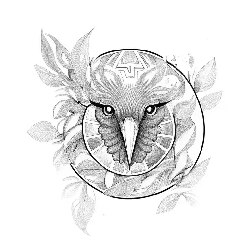 Make A Wreath And One Bird Tattoo Design For The Shoulder