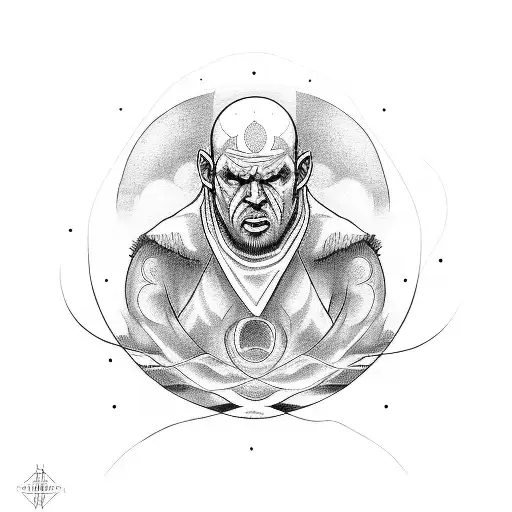 Circle With Half Monk And Half Monster