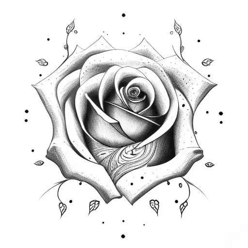 Rose With A Big Full Moon Behind The Rose Detail