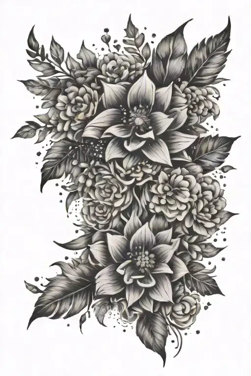 Floral Patchwork Sleeve With Cosmic Stars