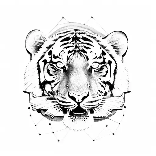 Tiger Head Coming Out Of Trees