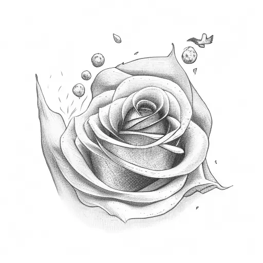 Dove Holding A Rose And The Rose Is On Fire In The Doves Mouth