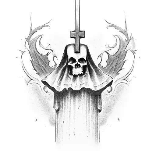 Gravestone With The Image Of The Grim Reaper On It