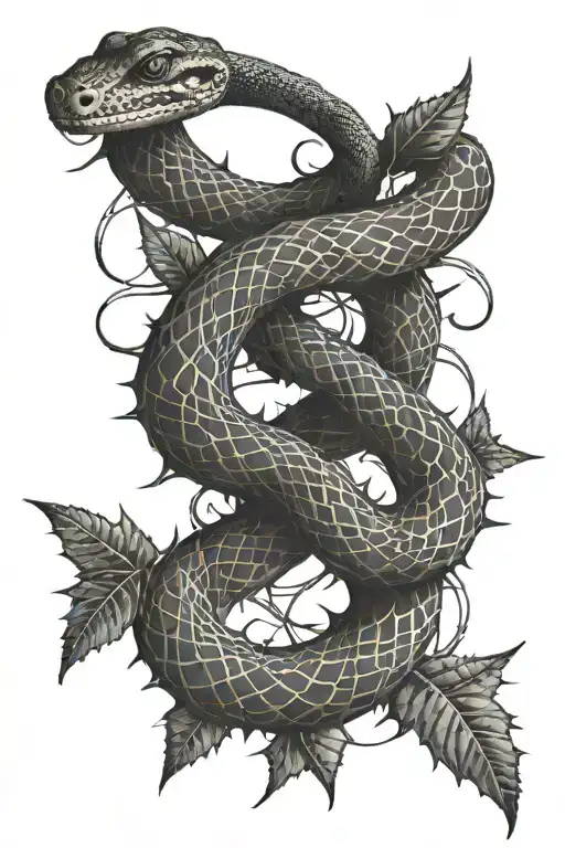 Snake Wrapped Around Thorns