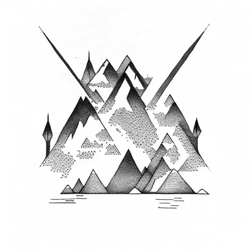 Dark Mountain Scene On A Rectangle