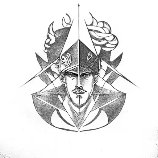 Greek God Kairos And Greek God Aion With Shadows And Masonic Background