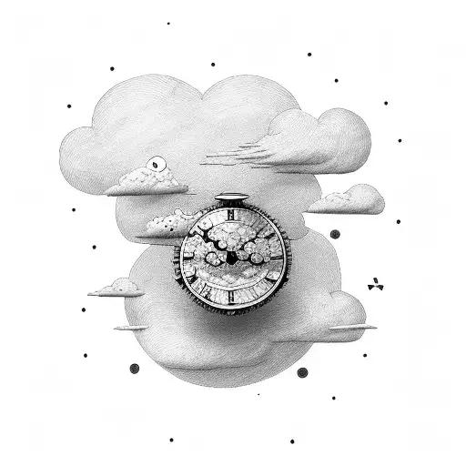 A Cloud With A Clock And A Guy In The Background
