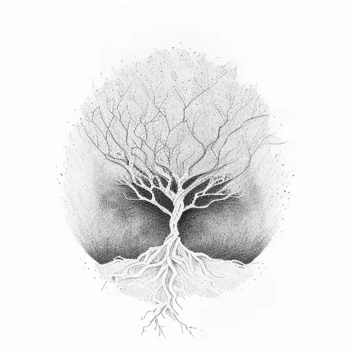 Tree With Dry Roots Framed