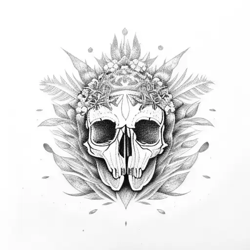 Crow Skull In The Grass