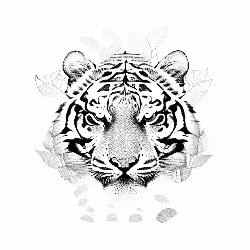 A Tiger In A Jungle Setting With A Circuit Board Pattern Overlay