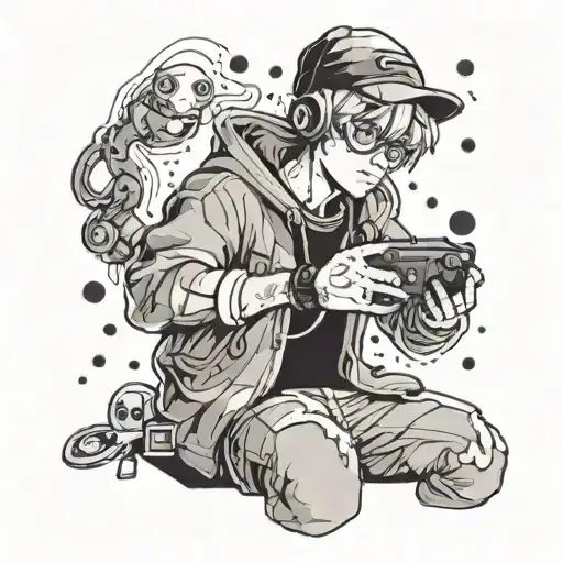 An Anime Character Rapping While Holding A Gaming Controller