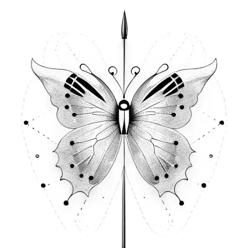 Simple Fencing Sword With A Flying Butterfly Behind It