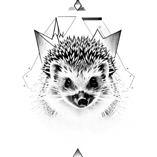 A Hedgehog Exploring A Mountain Range Filled With Hidden Techno Symbols