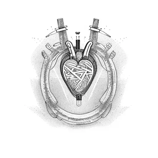 Heart Beat Line With Triathlon Figures