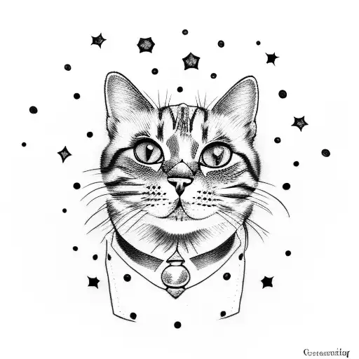 Cute Cat With Stars